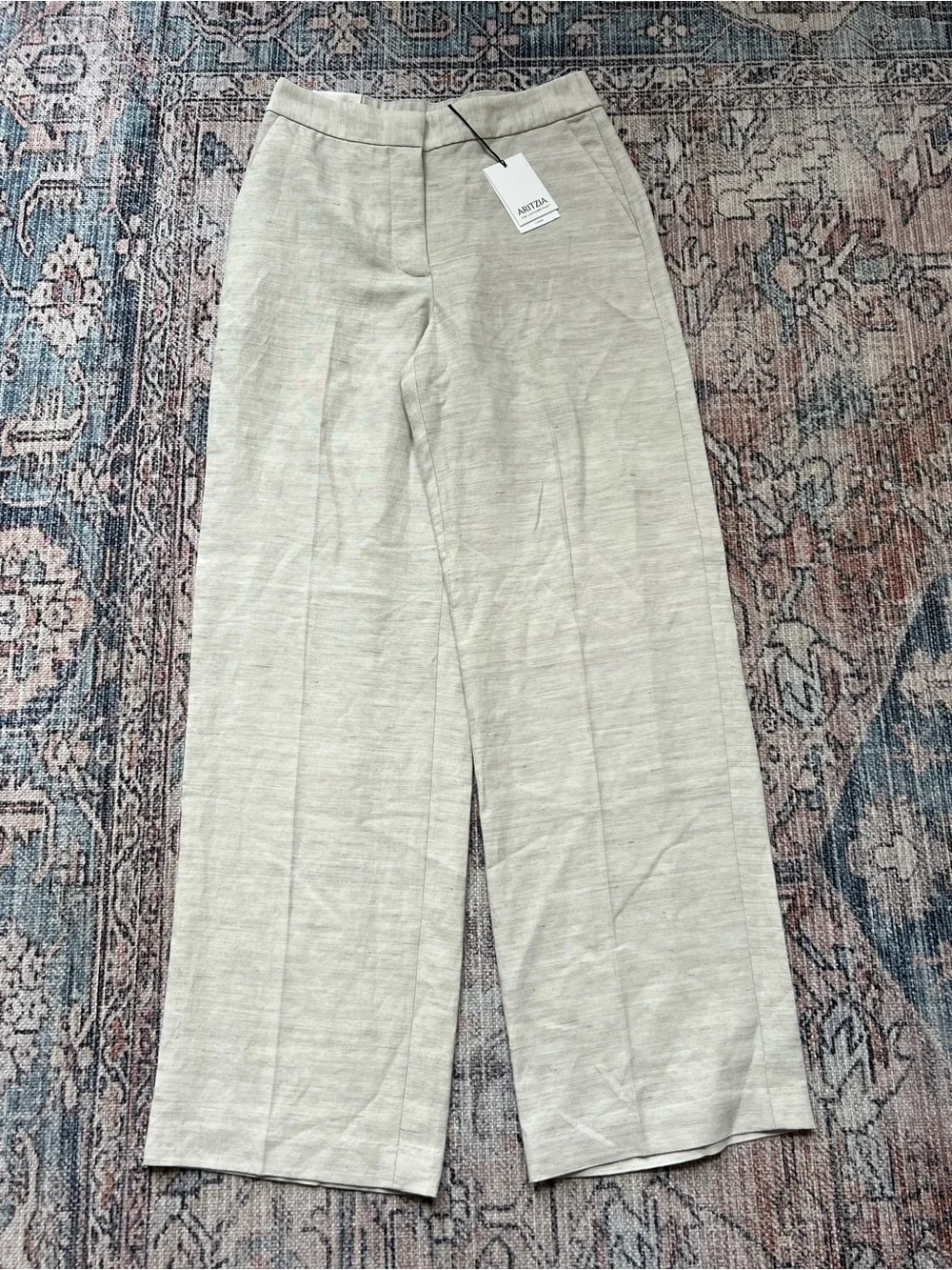 Aritzia The Limitless Pant Linen NWT Natural Ecru Wide Leg Size 6